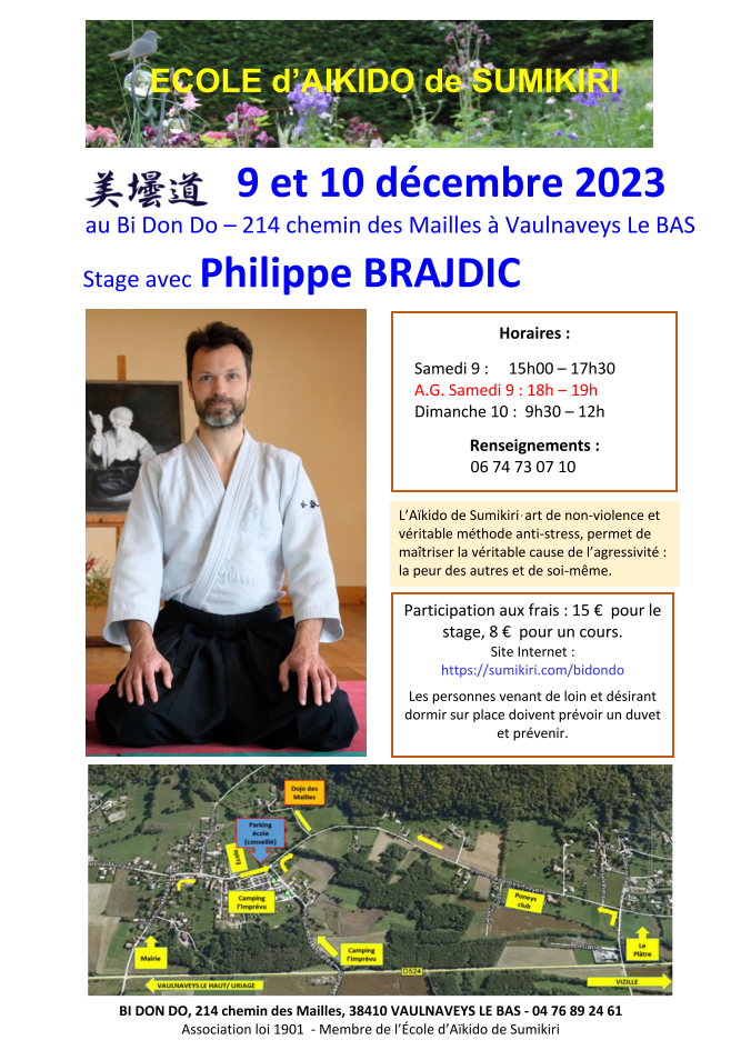 Affiche du Stage d'aikido de sumikiri de décembre